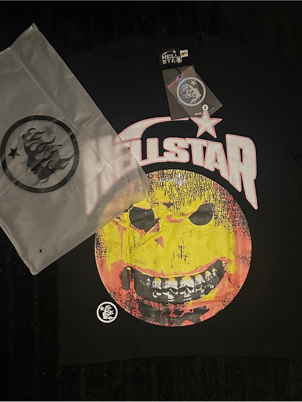 Black Graphic Smile Face T-Shirt